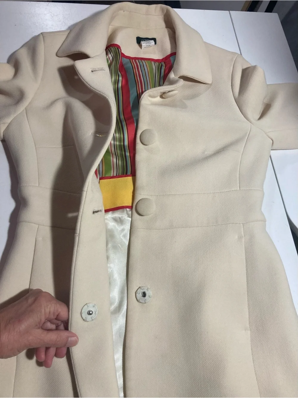 J. Crew Vintage Classic Lady Day Wool Coat A-Line Defined Waist & Pockets Size 2